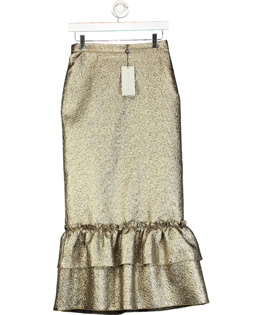 Mint Velvet Metallic Layered Ruffle Hem Midi Skirt UK 8