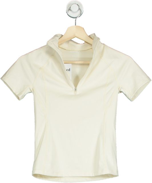 Adanola Ivory Short Sleeve Zip Top UK XS