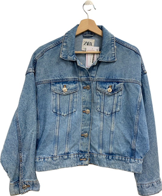 Zara Blue Denim Oversized Jacket UK 6