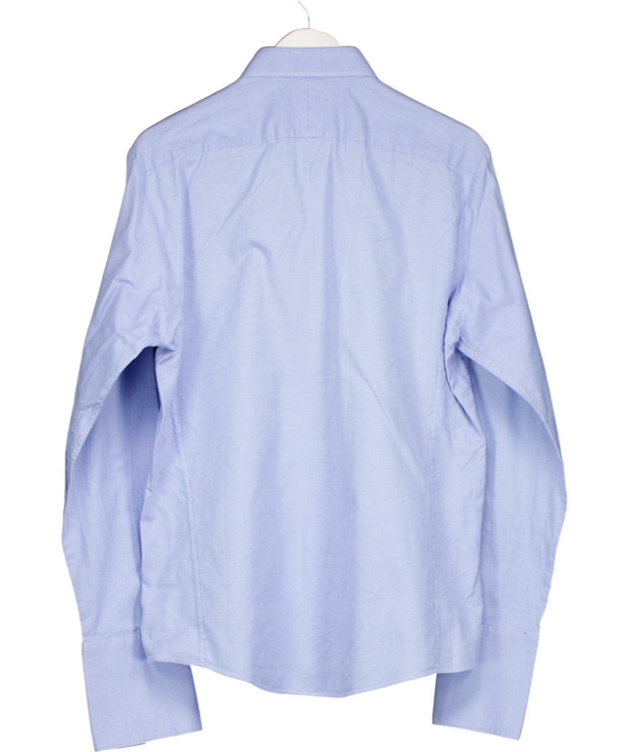 Thomas Pink Blue Long Sleeve Slim Fit Shirt UK L