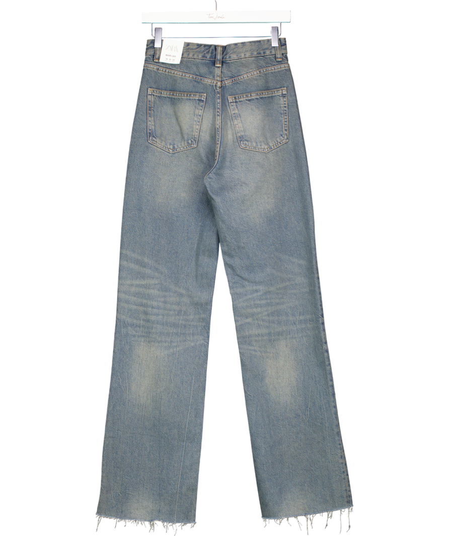 ZARA Blue High Rise Full Length Wide Leg Jeans UK 6