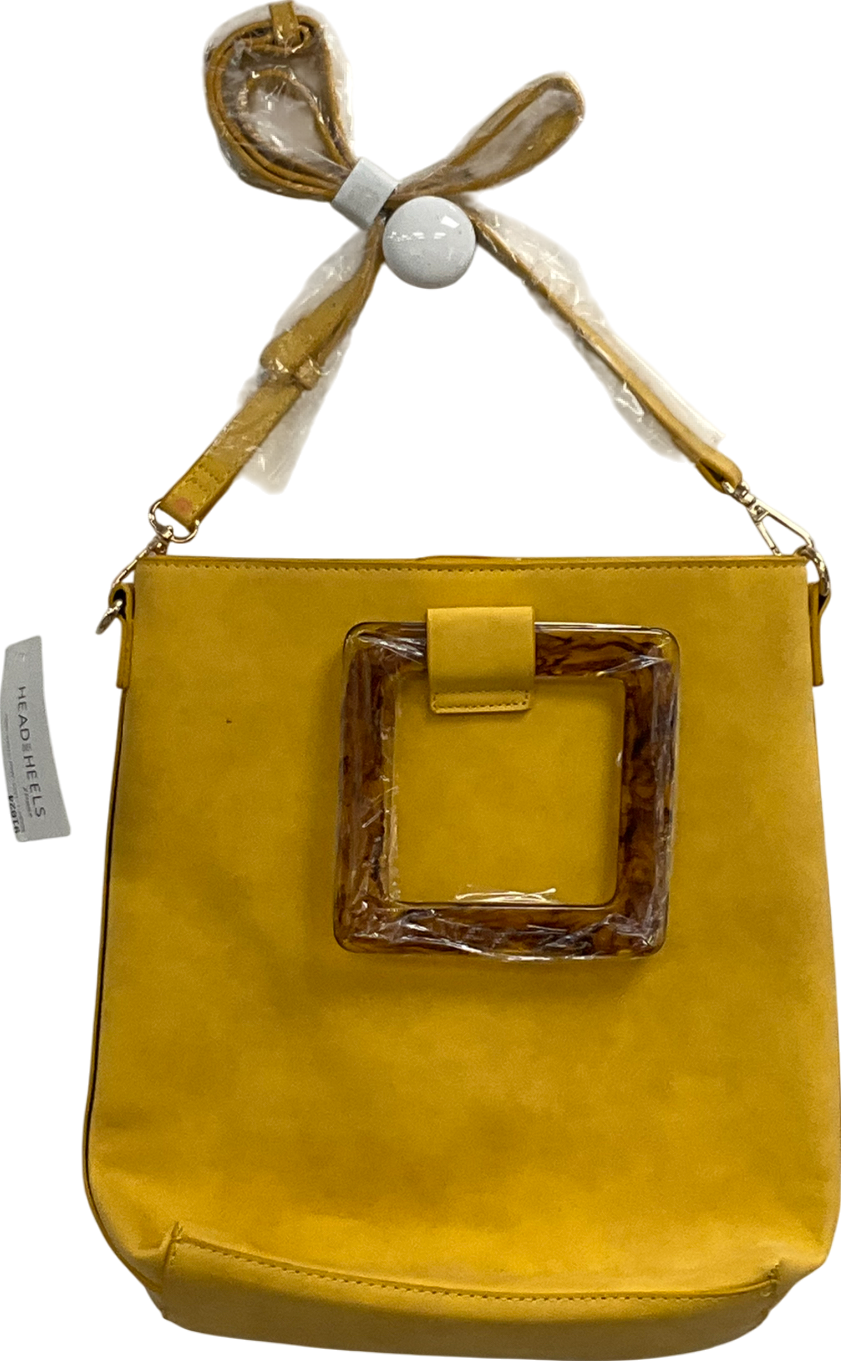 Dune Yellow Square Handle Handbag With Long Strap
