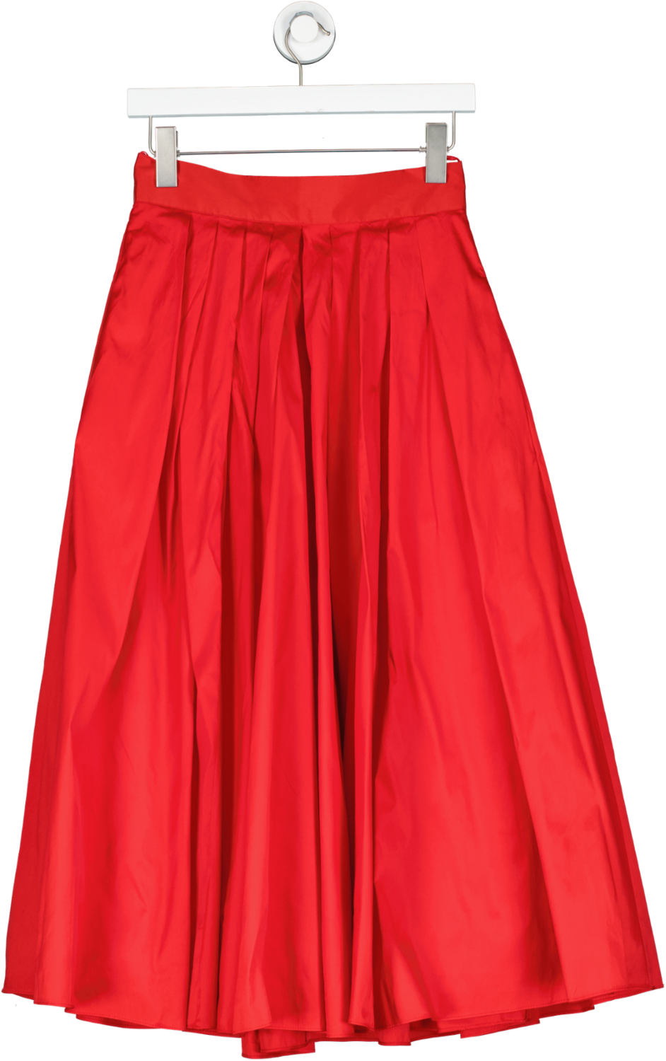 Monsoon Red Tully Pleated Midi Skirt UK 8