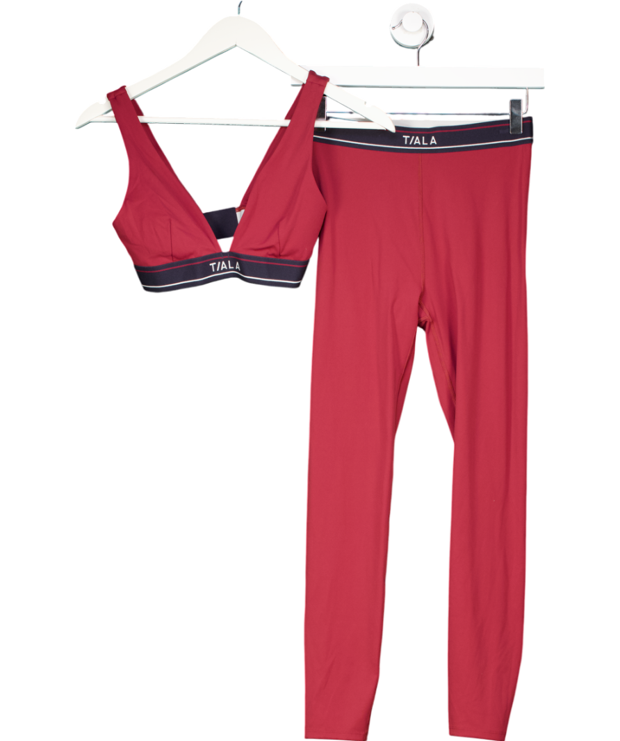 T/ala 2-piece Red V-neck Sports Bra And Seamless Leggings UK XS/S