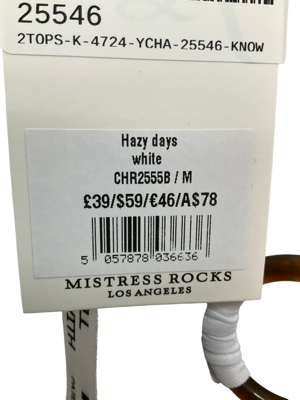 Mistress Rocks White Hazy Days Long Sleeve Top UK M