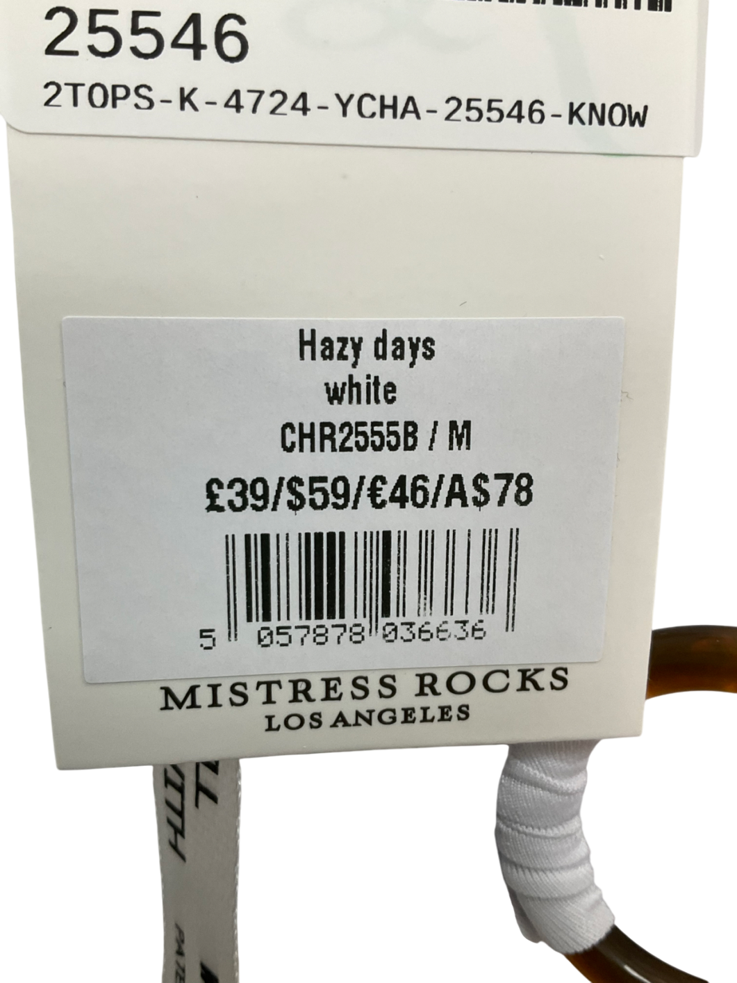 Mistress Rocks White Hazy Days Long Sleeve Top UK M