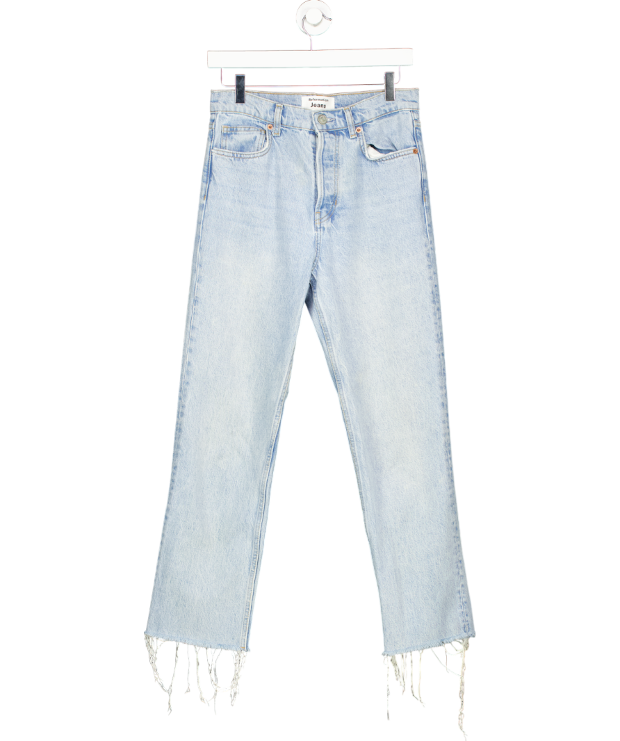 Reformation Blue Cynthia High Rise Straight Leg Jeans W27