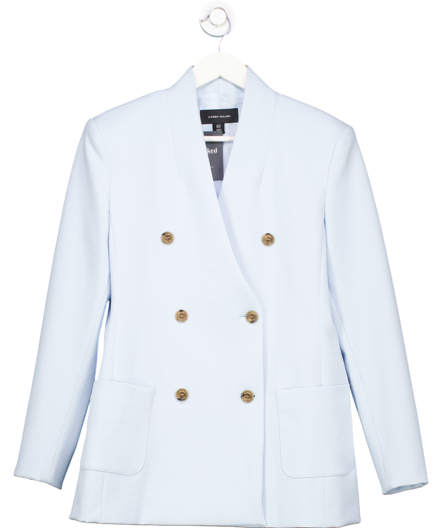 Karen Millen Blue Tailored Textured Double Breasted Jacket UK 12