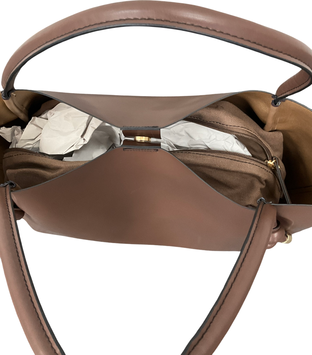 TU Chocolate Brown Faux Leather Knot Detail Shopper One Size