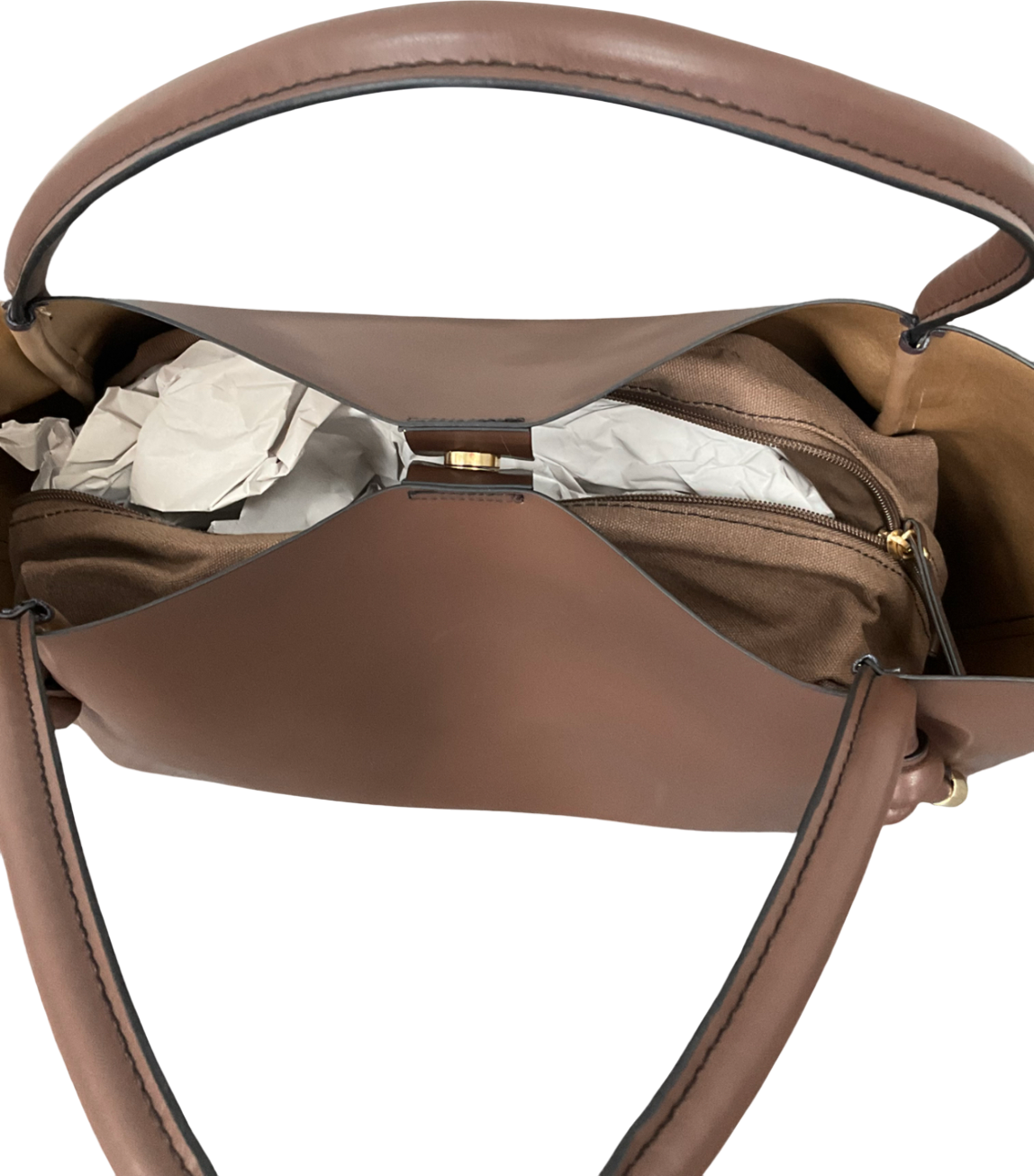 TU Chocolate Brown Faux Leather Knot Detail Shopper One Size