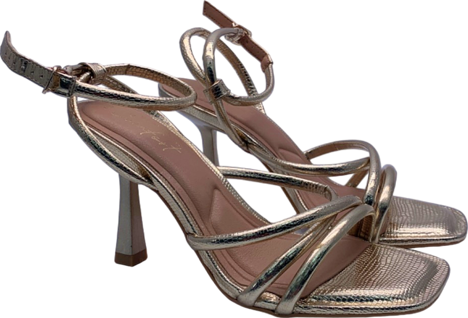 New Look Gold Strappy Heeled Sandals UK 4