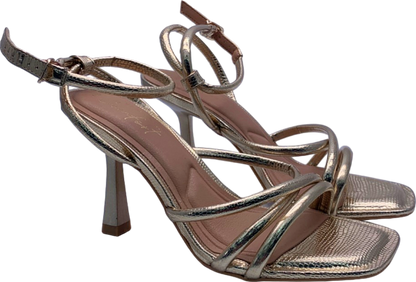 New Look Gold Strappy Heeled Sandals UK 4