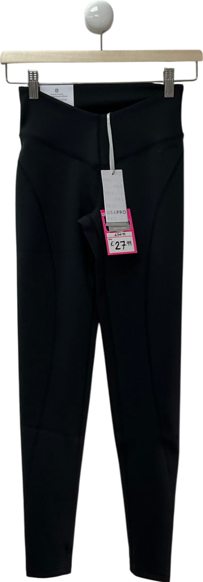 usa pro Black V Front Leggings UK 8