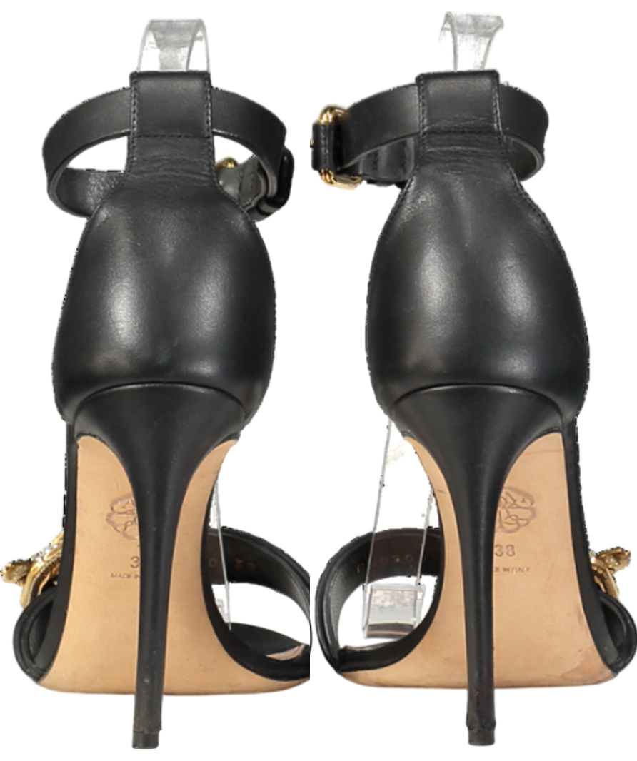 Alexander McQueen Black Moth Jewel Strap Stiletto Heels UK 5 EU 38 👠