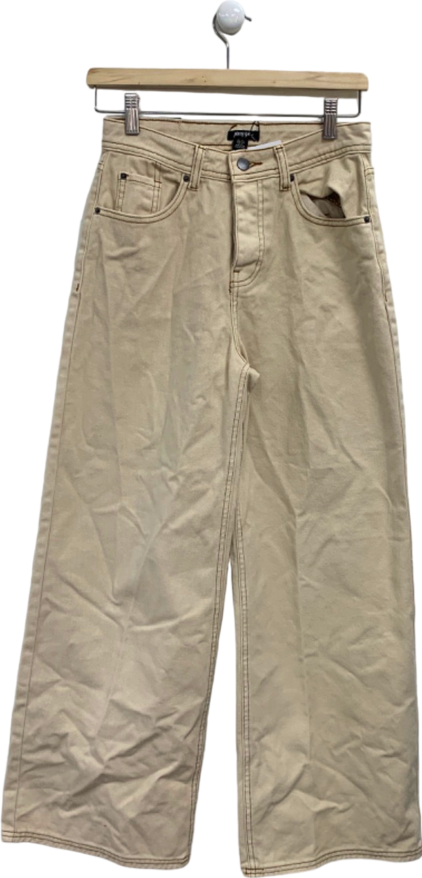 Nasty Gal Ecru Oversized Baggy Jean UK 6