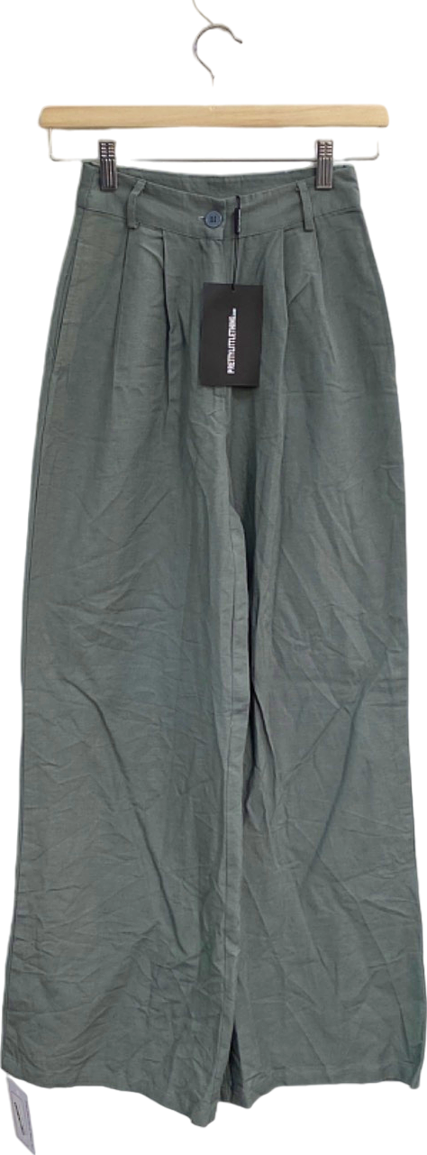 PrettyLittleThing Sage Green Wide-Leg Trousers Size 6