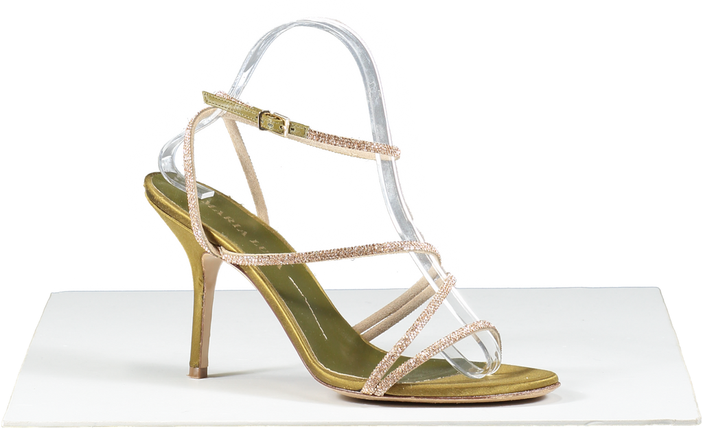 Maria Luca Green Curry Fannia Crystal Sandal UK 7 EU 40