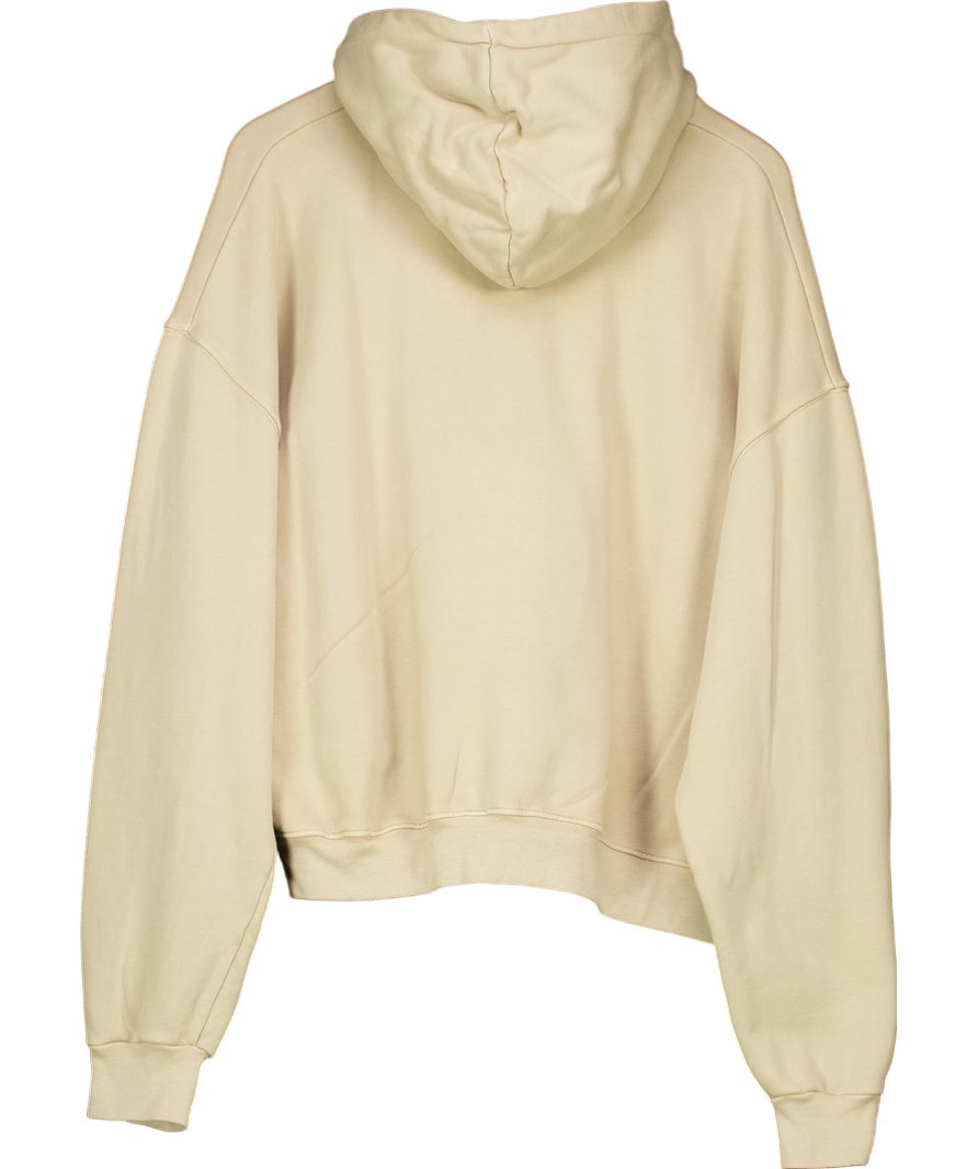 BLUU. Beige Latte Washed Oversized Logo Hoodie UK M