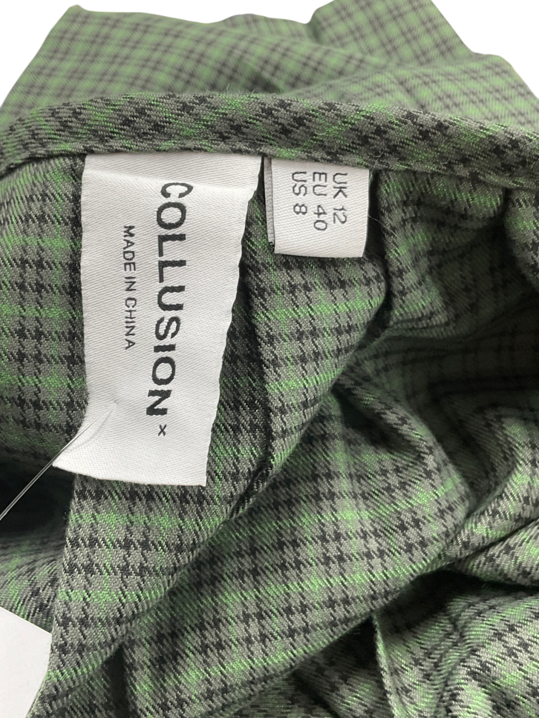 Collusion Checked Maxi Skirt Kilt In Green UK 12