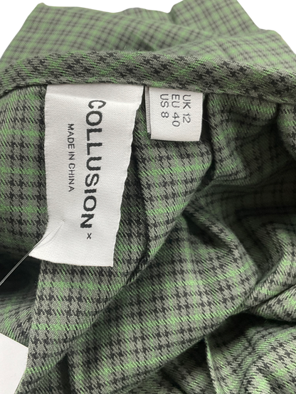 Collusion Checked Maxi Skirt Kilt In Green UK 12