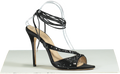 Alessandra Rich Black 100mm Visocse & silk satin Embellished sandals UK 7 EU 40