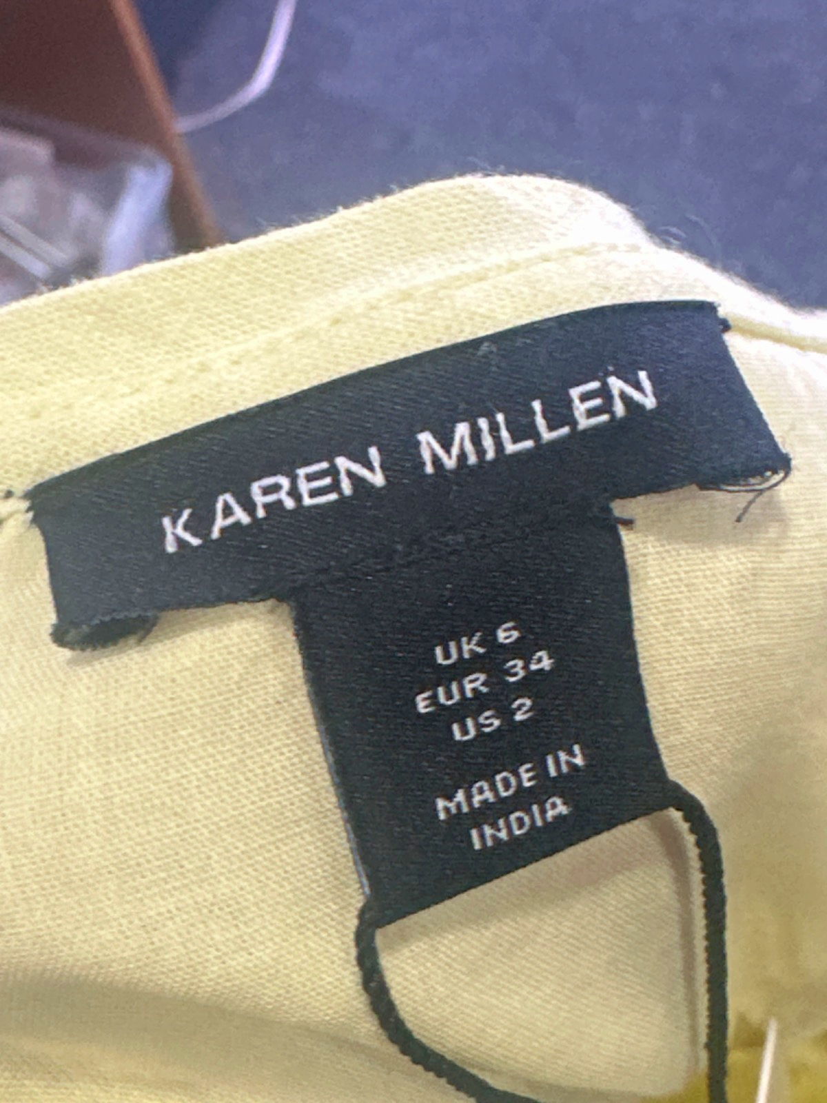 Karen Millen Lemon Linen Cotton Hand Embellished Woven Prom Dress UK 6