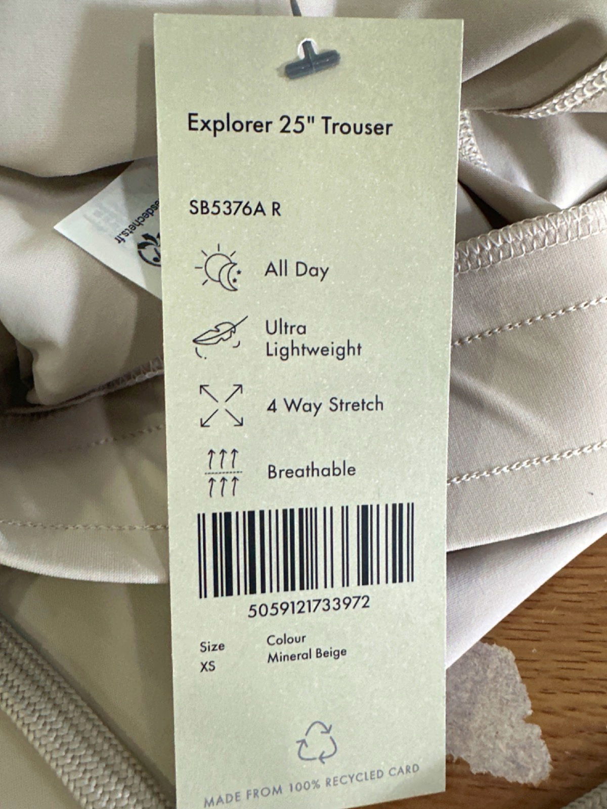 Sweaty Betty Mineral Beige Explorer 25" Trouser UK XS