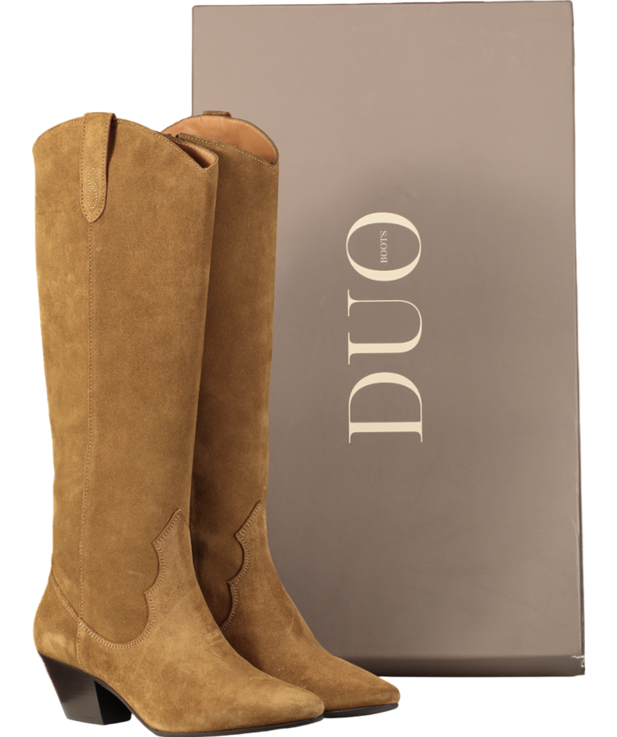 DUO Brown Saffron Knee High Boots In Marigold Suede UK 7 EU 40 👠