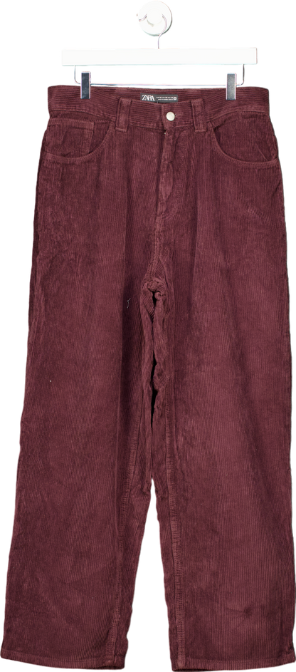 Zara Burgundy Corduroy Trousers EU 38