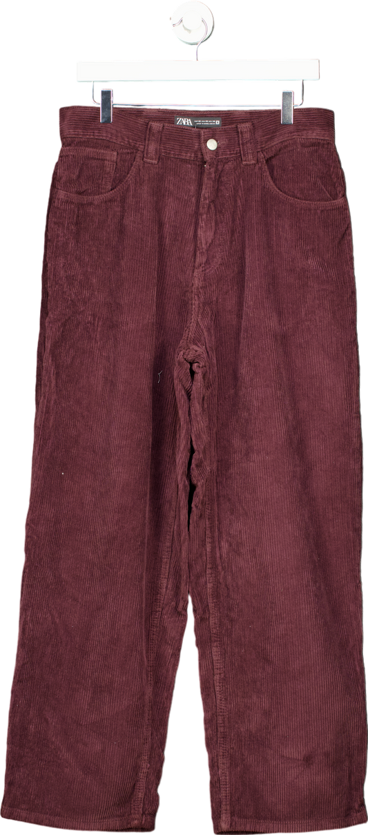 Zara Burgundy Corduroy Trousers EU 38