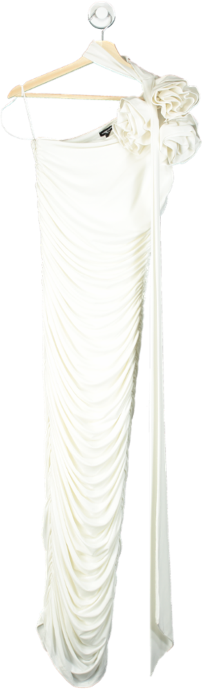 Karen Millen White One Shoulder Ruched Dress UK S