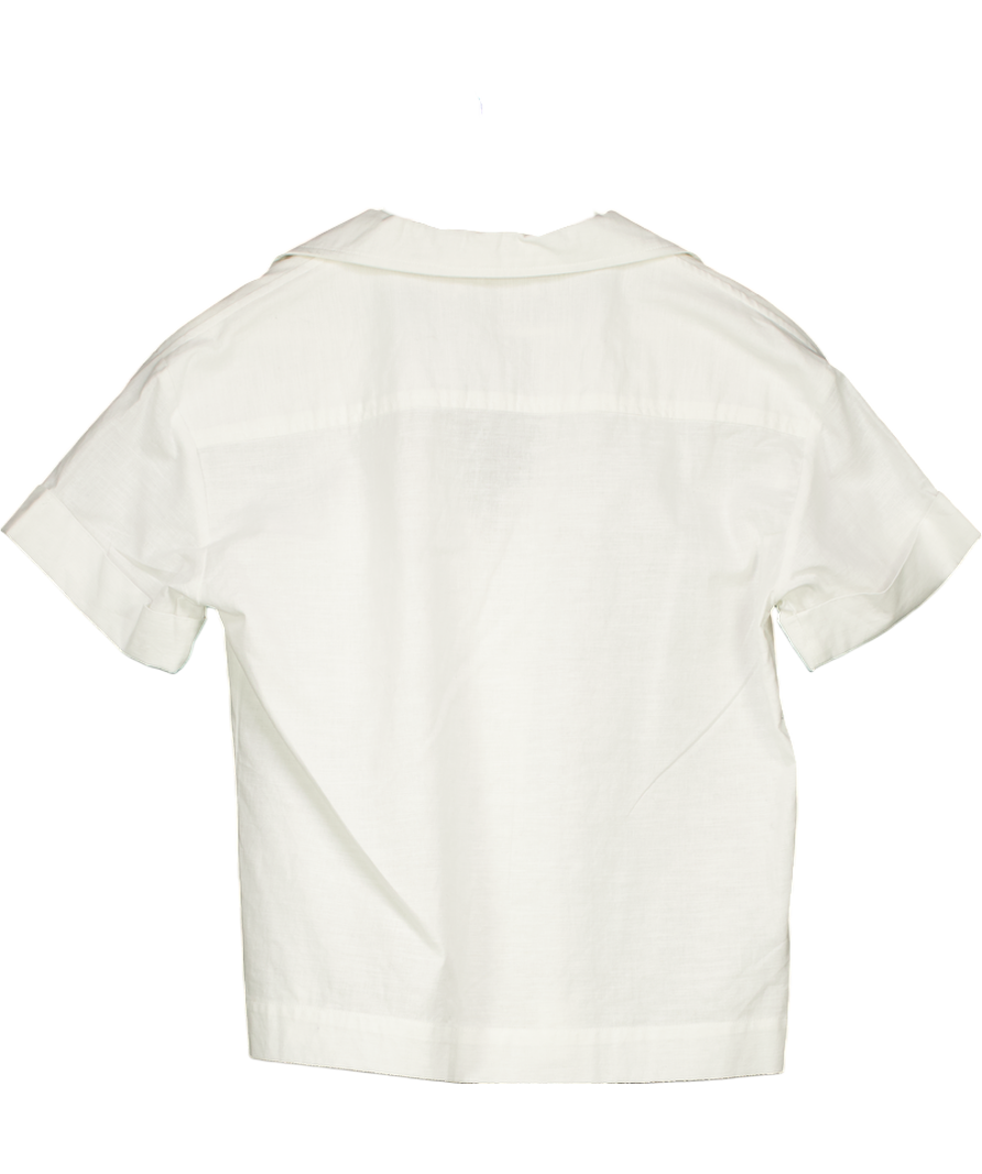 BOA White Linen Short Sleeve Bowling Shirt UK XS