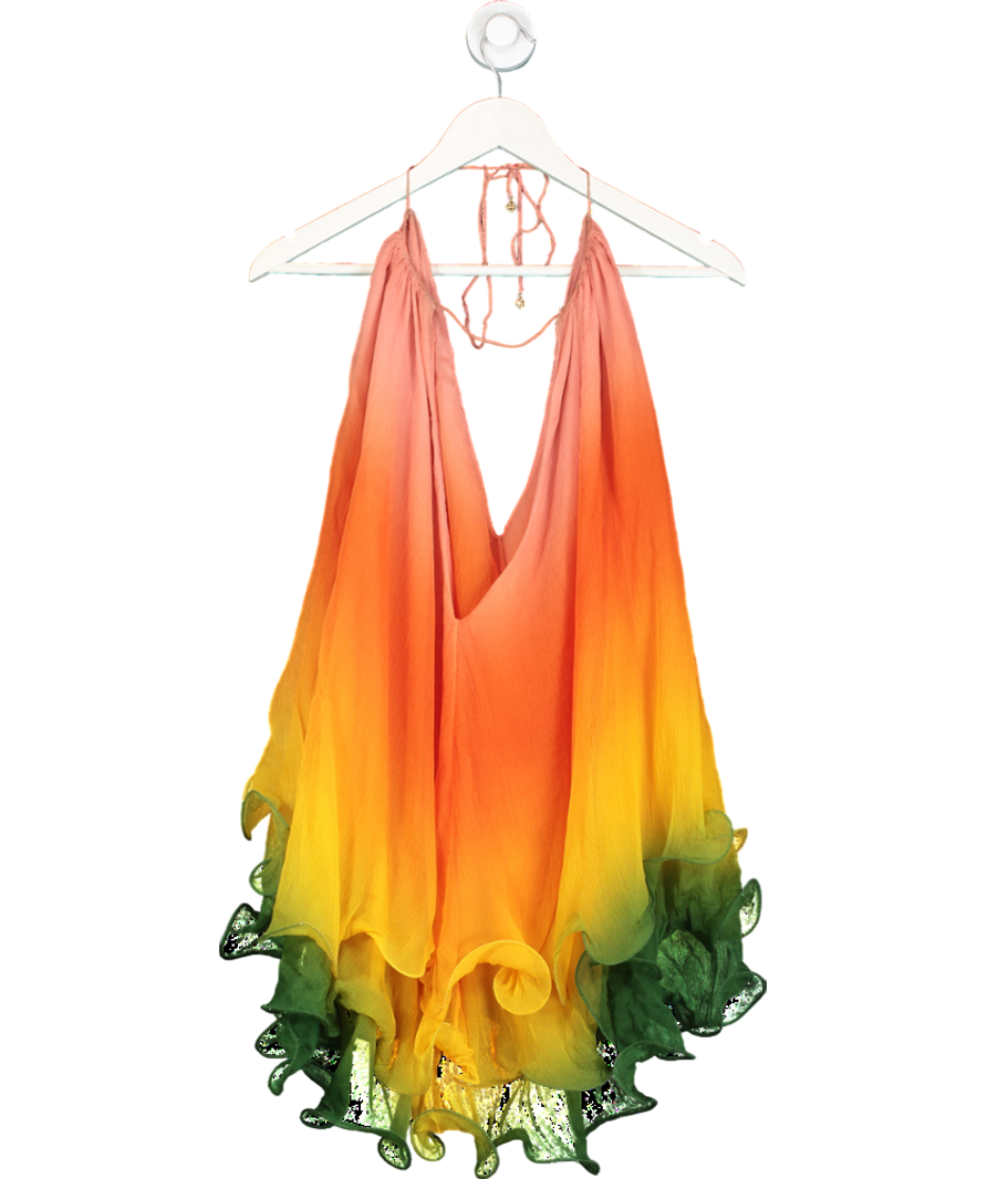 CasaBlanca Orange Rainbow Gradient Silk Cocktail Dress No Size