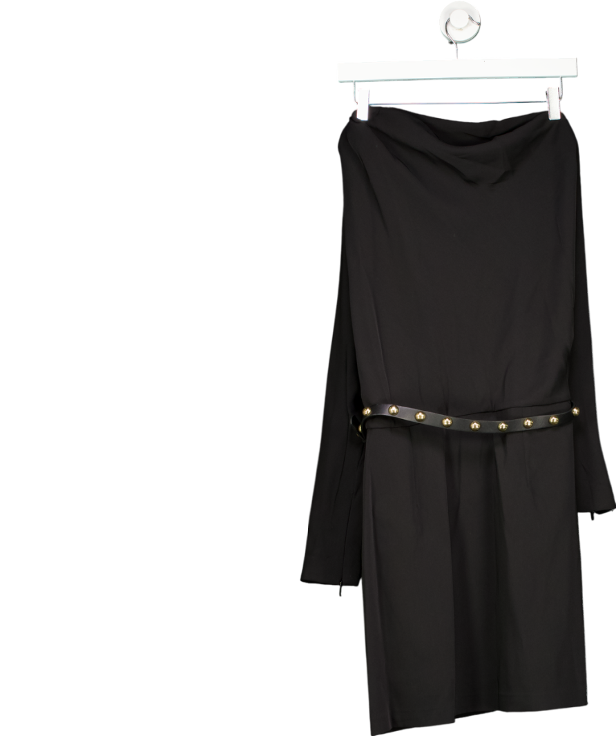 MANGO Black Asymmetrical Dress With Belt UK 10