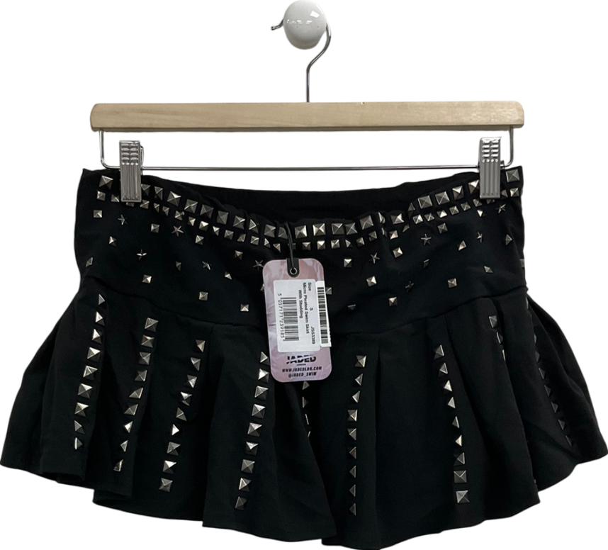 Jaded London Black Onyx Studded Pleated Skirt UK S