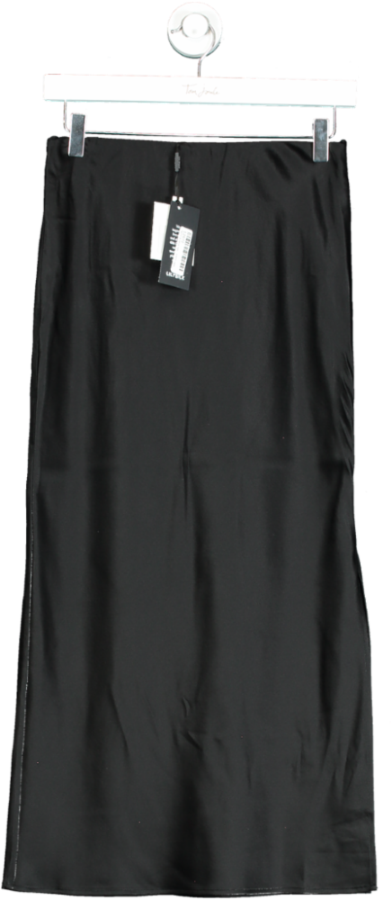 LilySilk Black Silk Midi Skirt UK S
