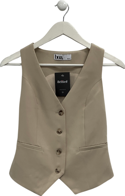 BOA Beige Classic Tailored Waistcoat UK XS