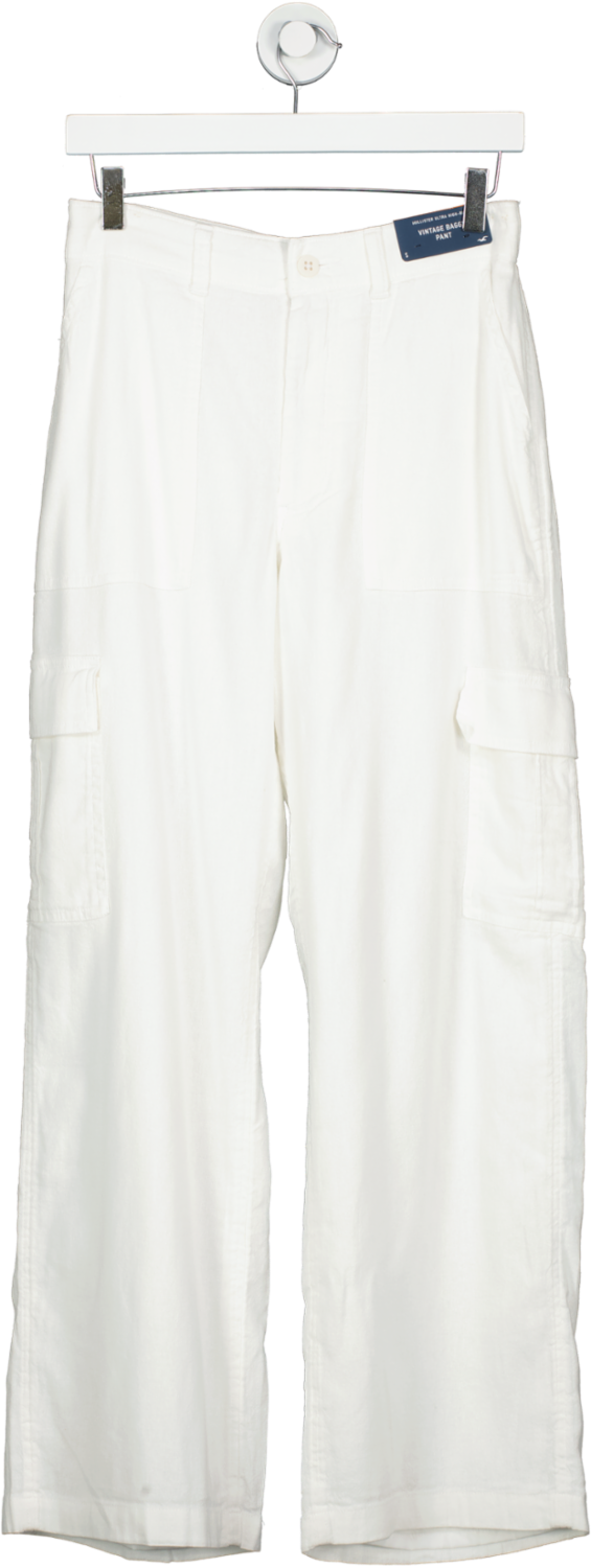 Hollister White Vintage Baggy Cargo Pant UK S