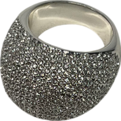 Silver Diamante Dome Ring- Size P