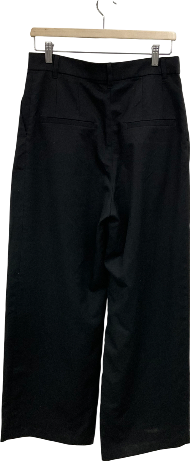 Monki Black High Waist Wide Leg Trousers UK M