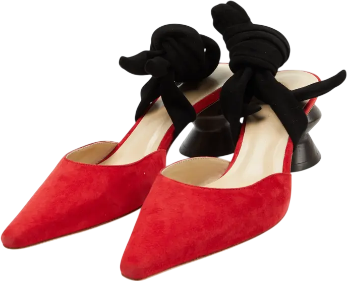REJINA PYO Barbara Zigzag Heel Pump In Red Suede UK 6 EU 39 👠
