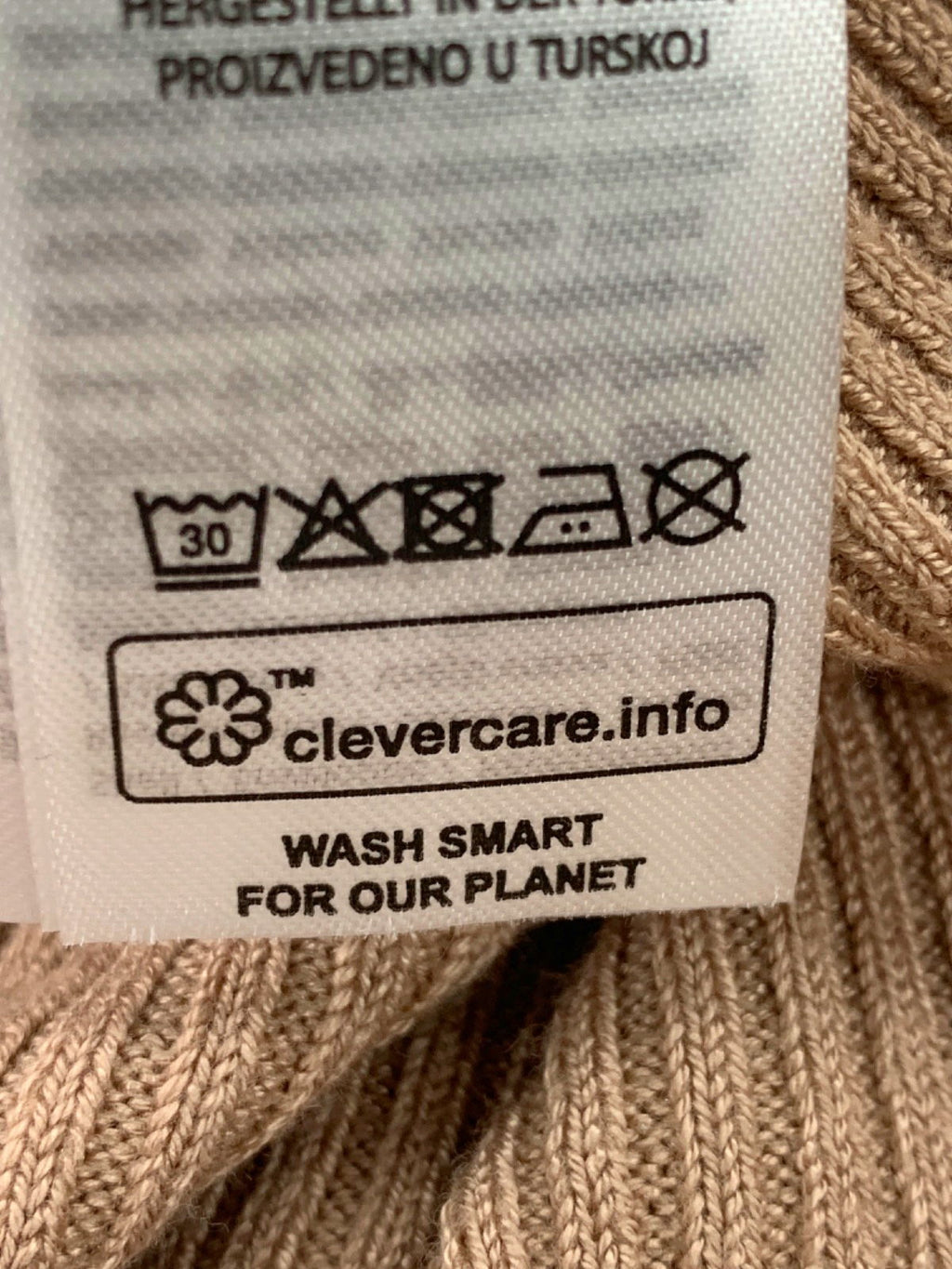 Na-kd Beige Ribbed Long Sleeve Top UK XS