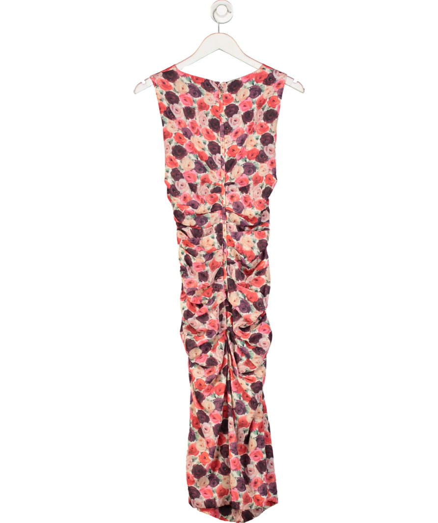 Dolce & Gabbana Red Roses Ruched Midi Dress UK 12