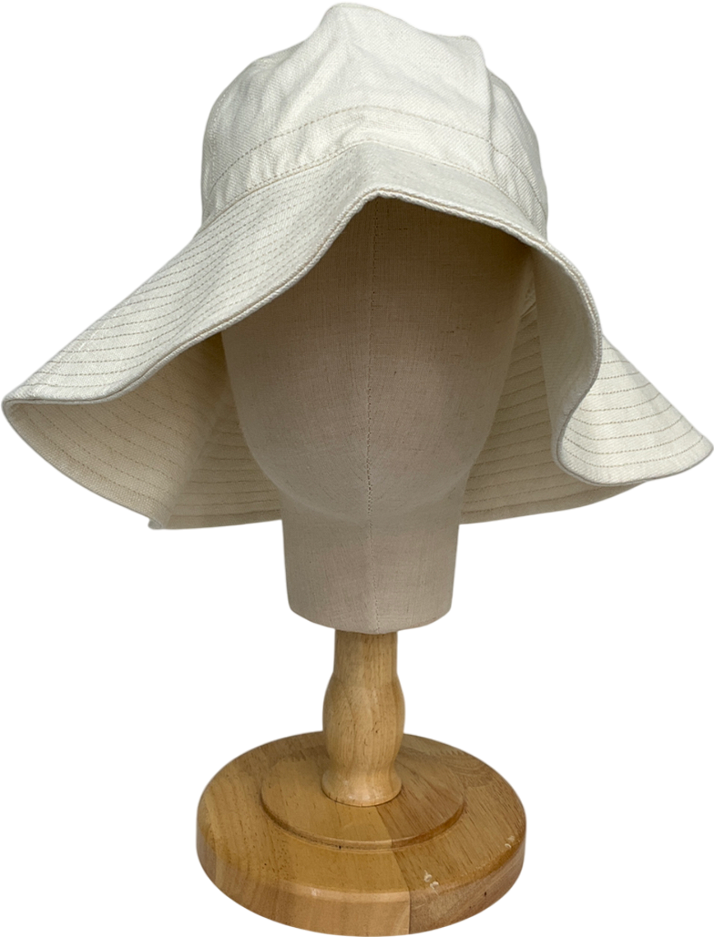 & Other Stories Cream Wide-brim Cotton Sun Hat UK M