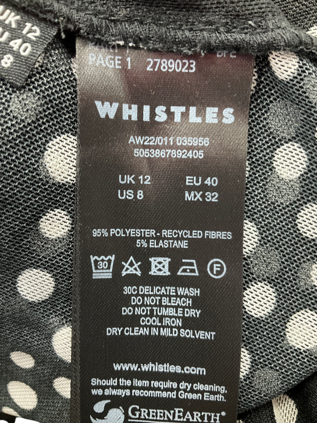 Whistles Black Mesh Polka Dot Top UK 12
