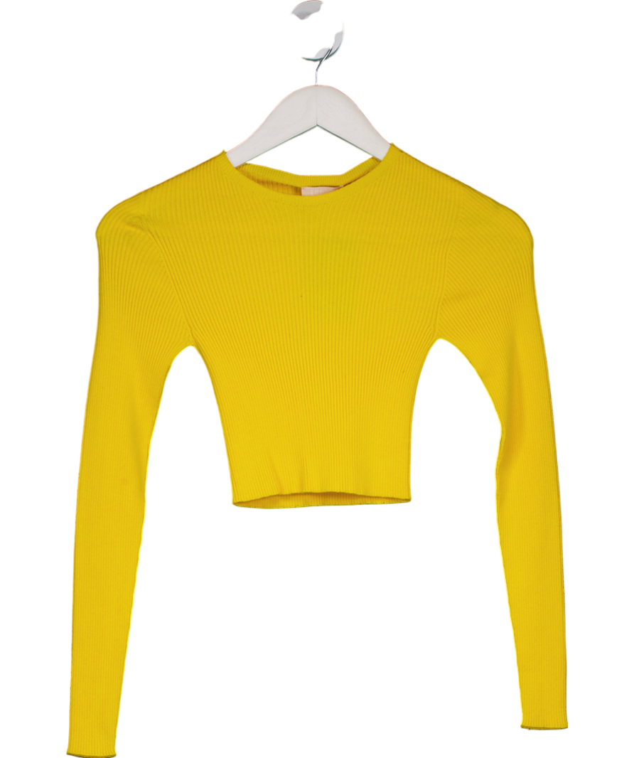 Liu Jo Milano Yellow Ribbed Long Sleeve Top UK XS