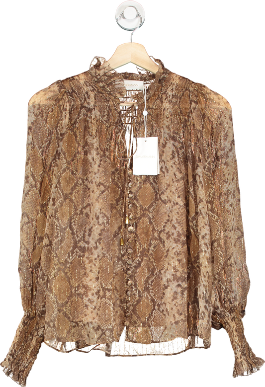 Zimmermann Gold Python Botanica Python Swing Blouse UK 6