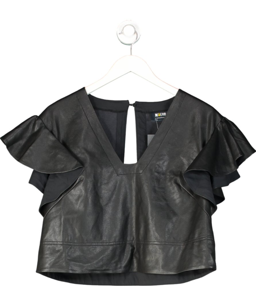 Anthropologie Black Faux Leather Top UK M