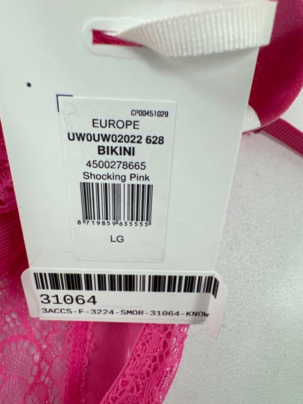 Tommy Hilfiger Pink Logo Band Triangle Bra and Bikini Brief Set UK L