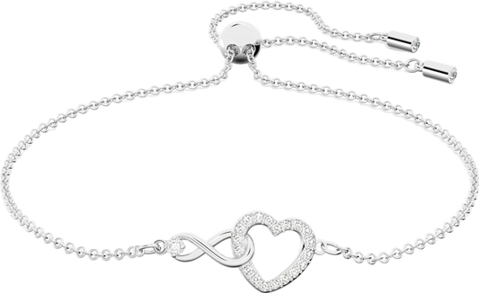 Swarovski Silver  Infinity Heart Rhodium Plated Bracelet